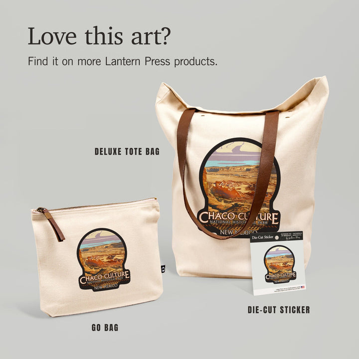 Chaco Culture National Historical Park, New Mexico,, Organic Cotton Zipper Pouch, Go Bag Go Bag Lantern Press 