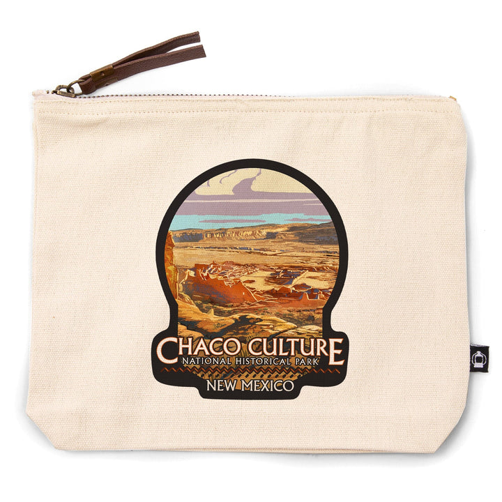 Chaco Culture National Historical Park, New Mexico,, Organic Cotton Zipper Pouch, Go Bag Go Bag Lantern Press 