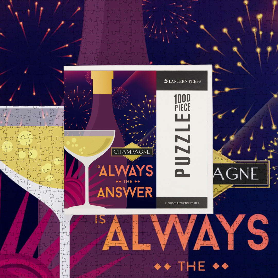 Champagne is Always the Answer, Champagne and Fireworks, Jigsaw Puzzle Puzzle Lantern Press 