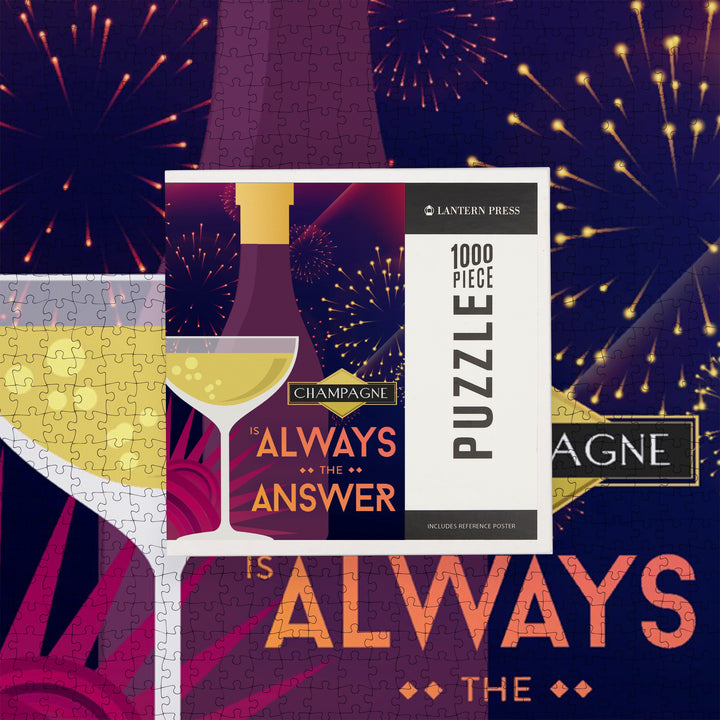 Champagne is Always the Answer, Champagne and Fireworks, Jigsaw Puzzle Puzzle Lantern Press 