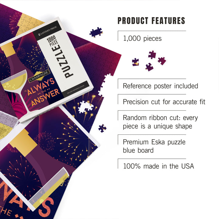 Champagne is Always the Answer, Champagne and Fireworks, Jigsaw Puzzle Puzzle Lantern Press 
