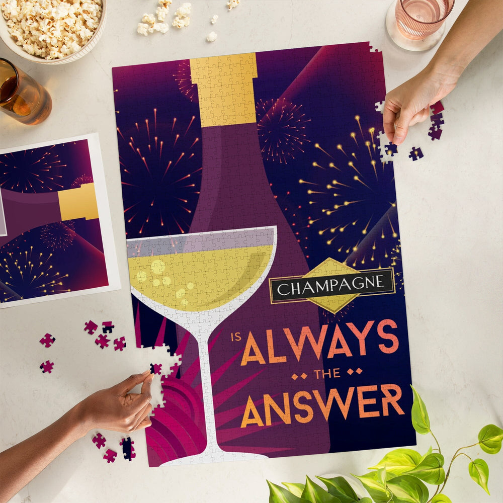Champagne is Always the Answer, Champagne and Fireworks, Jigsaw Puzzle Puzzle Lantern Press 