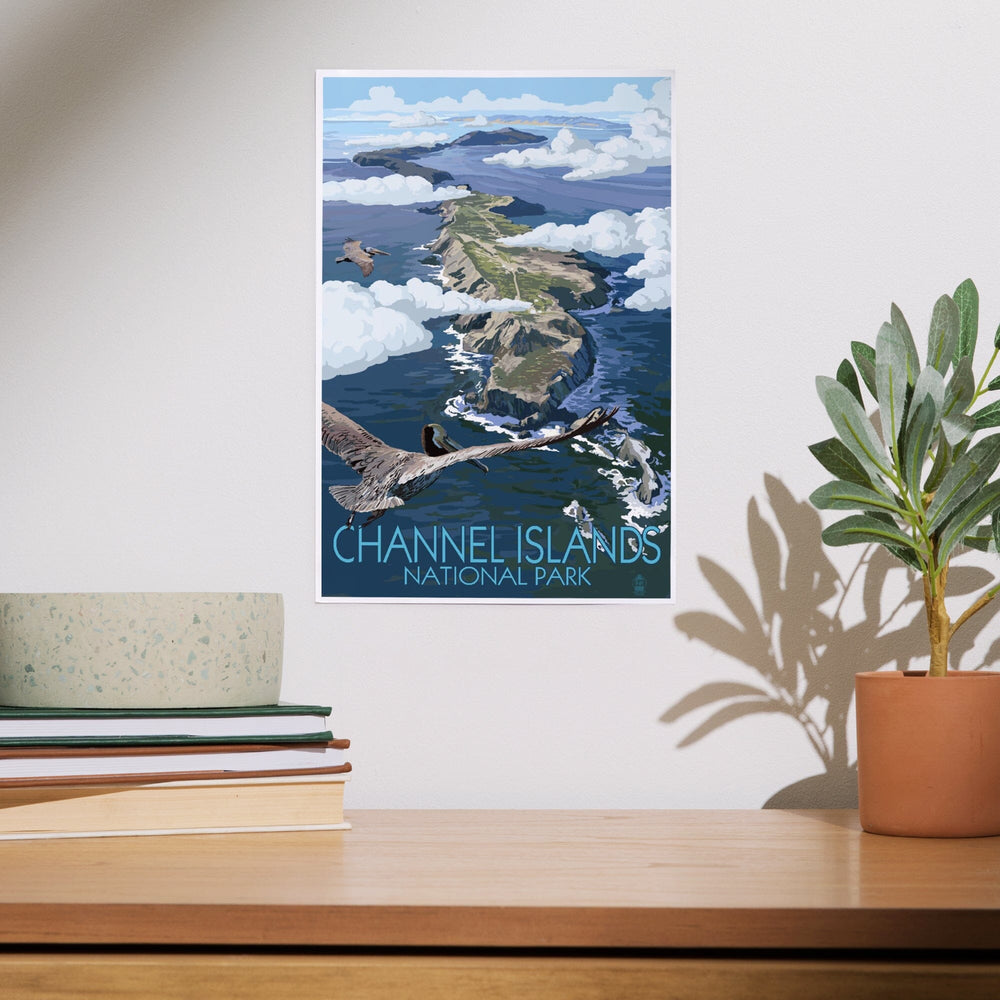Channel Islands, California, Bird's Eye View, Painterly Series, Art & Giclee Prints Art Lantern Press 