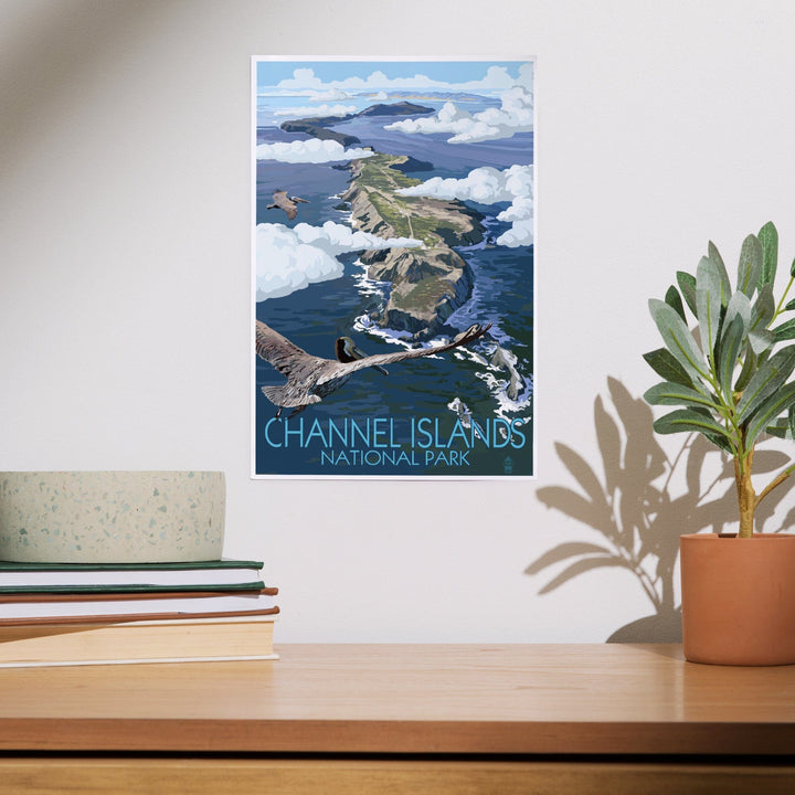 Channel Islands, California, Bird's Eye View, Painterly Series, Art & Giclee Prints Art Lantern Press 