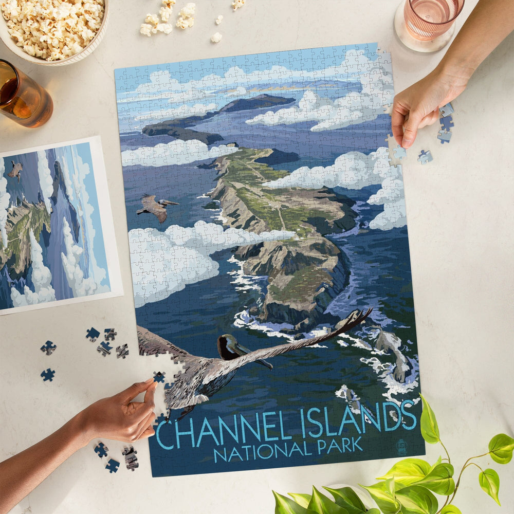 Channel Islands, California, Bird's Eye View, Painterly Series, Jigsaw Puzzle Puzzle Lantern Press 