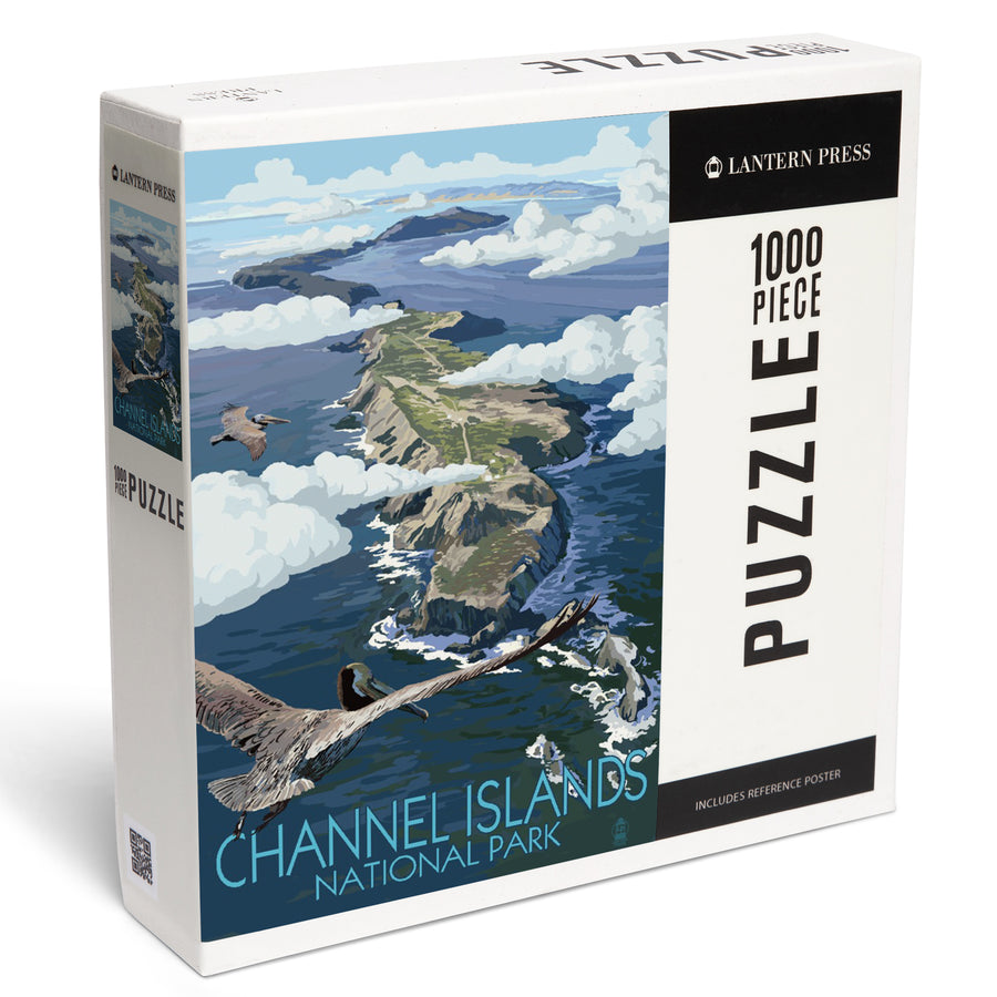 Channel Islands, California, Bird's Eye View, Painterly Series, Jigsaw Puzzle Puzzle Lantern Press 