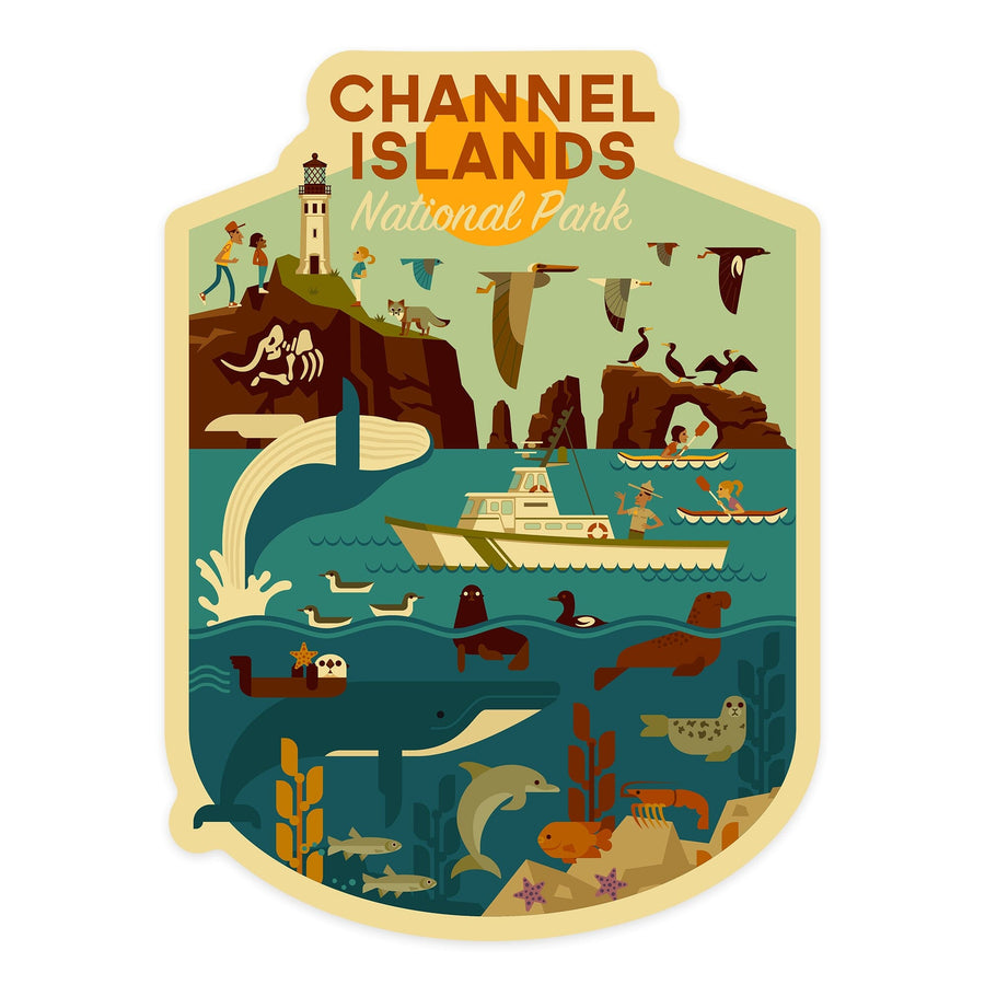 Channel Islands National Park, California, Geometric National Park Series, Contour, Vinyl Sticker - Lantern Press