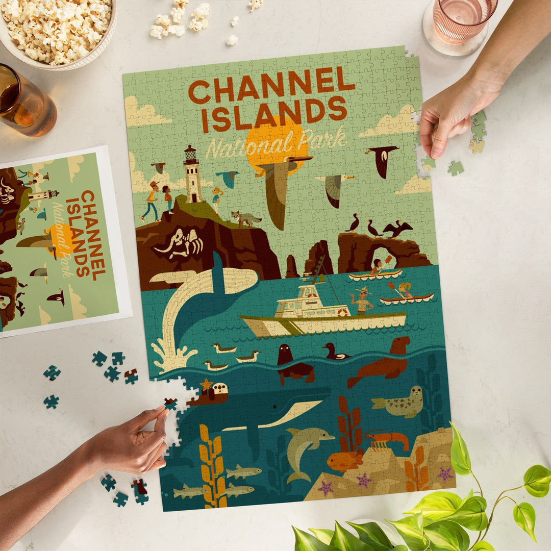 Channel Islands National Park, California, Geometric National Park Series, Jigsaw Puzzle Puzzle Lantern Press 