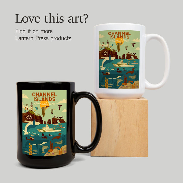Channel Islands National Park, California, Geometric National Park Series, Lantern Press Artwork, Ceramic Mug Mugs Lantern Press 