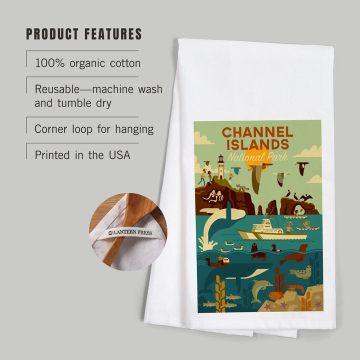 Channel Islands National Park, California, Geometric National Park Series, Organic Cotton Kitchen Tea Towels Kitchen Lantern Press 