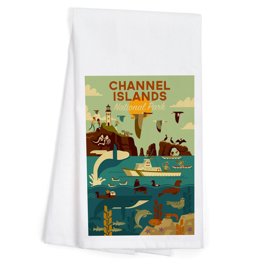 Channel Islands National Park, California, Geometric National Park Series, Organic Cotton Kitchen Tea Towels Kitchen Lantern Press 