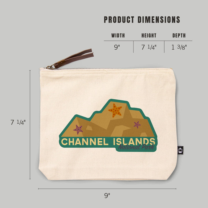 Channel Islands National Park, California, Geometric, Starfish,, Organic Cotton Zipper Pouch, Go Bag Go Bag Lantern Press 