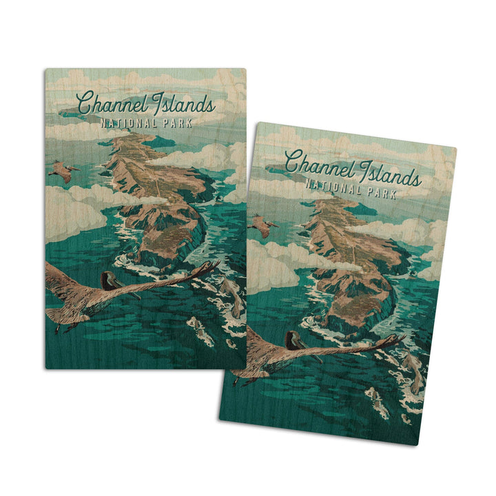 Channel Islands National Park, California, Painterly National Park Series, Wood Signs and Postcards - Lantern Press