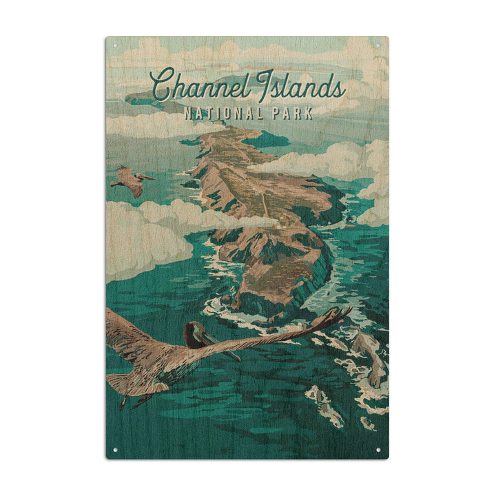 Channel Islands National Park, California, Painterly National Park Series, Wood Signs and Postcards - Lantern Press