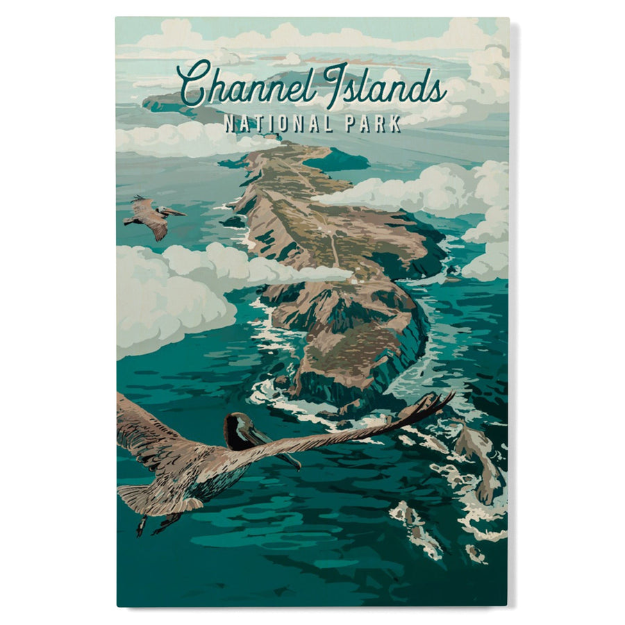 Channel Islands National Park, California, Painterly National Park Series, Wood Signs and Postcards Wood Lantern Press 