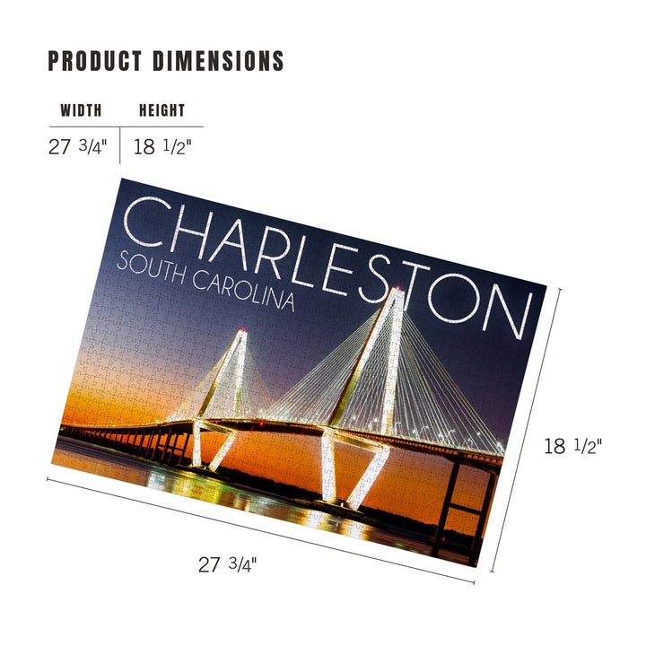 Charleston, South Carolina, Arthur Ravenel Jr. Bridge at Sunset, Jigsaw Puzzle Puzzle Lantern Press 