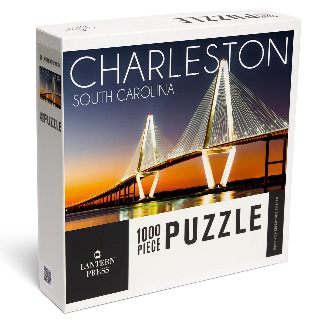 Charleston, South Carolina, Arthur Ravenel Jr. Bridge at Sunset, Jigsaw Puzzle Puzzle Lantern Press 