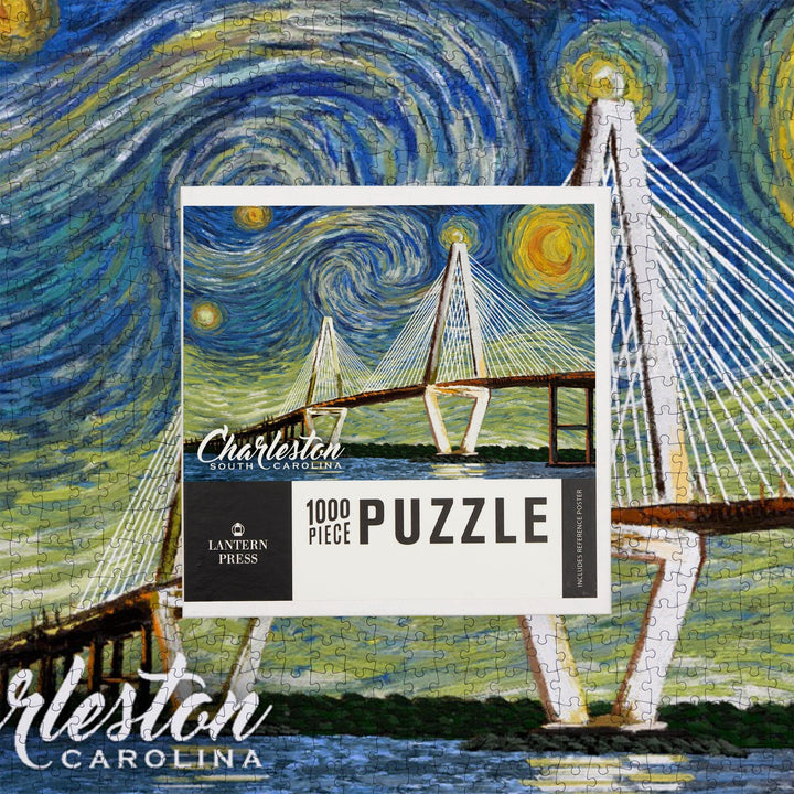 Charleston, South Carolina, Bridge, Starry Night, Jigsaw Puzzle Puzzle Lantern Press 