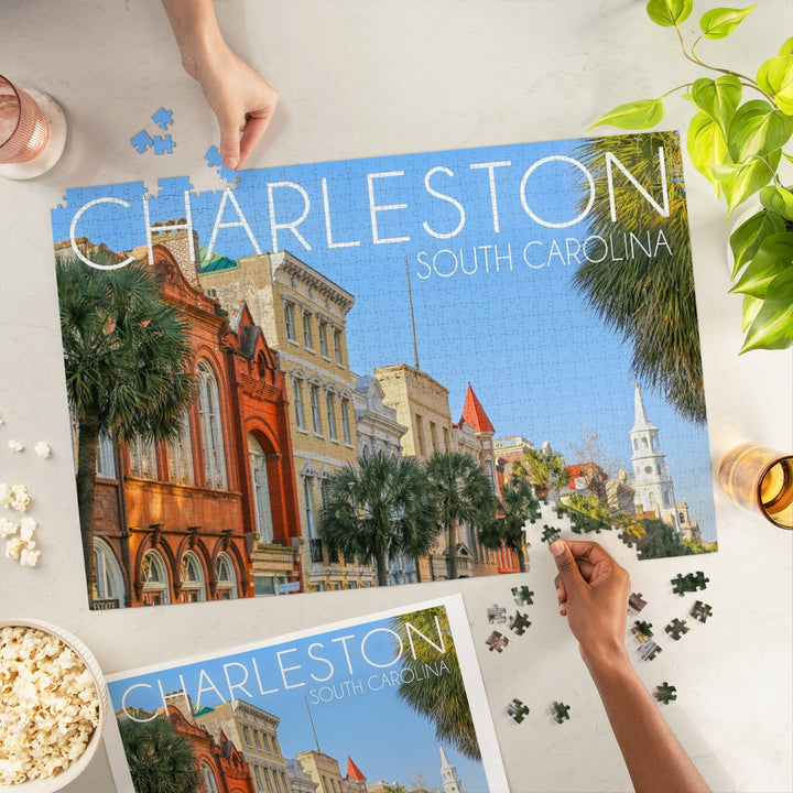 Charleston, South Carolina, Colorful Buildings, Jigsaw Puzzle Puzzle Lantern Press 