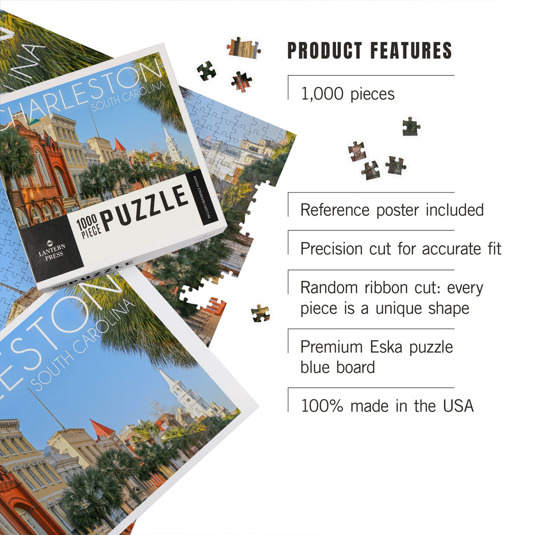 Charleston, South Carolina, Colorful Buildings, Jigsaw Puzzle Puzzle Lantern Press 
