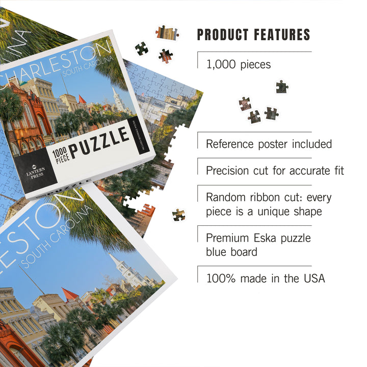 Charleston, South Carolina, Colorful Buildings, Jigsaw Puzzle Puzzle Lantern Press 