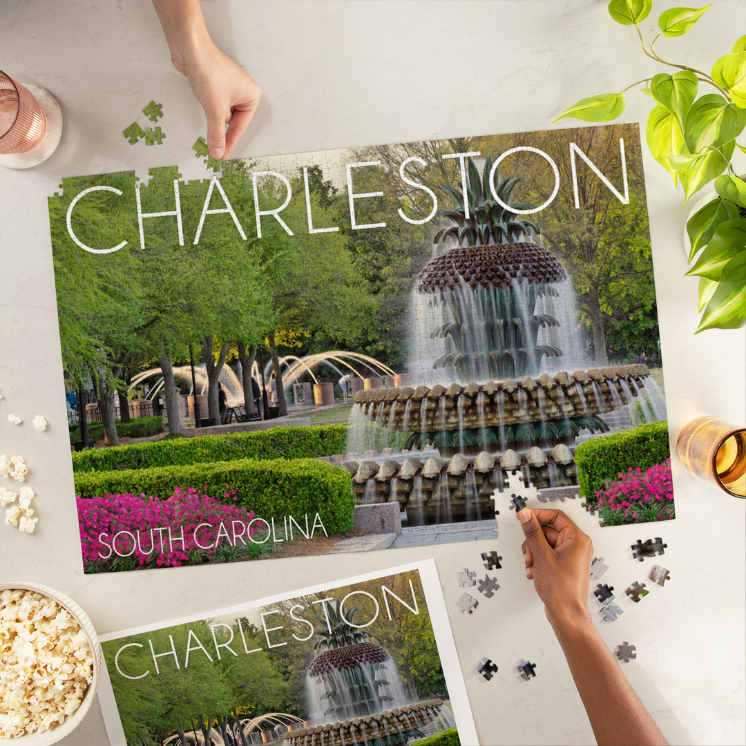 Charleston, South Carolina, Pineapple Fountain, Jigsaw Puzzle Puzzle Lantern Press 