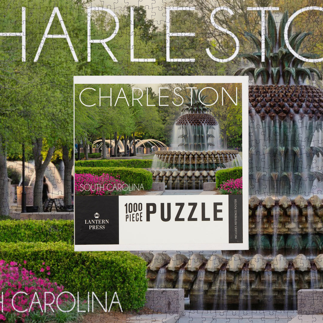 Charleston, South Carolina, Pineapple Fountain, Jigsaw Puzzle Puzzle Lantern Press 