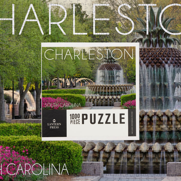Charleston, South Carolina, Pineapple Fountain, Jigsaw Puzzle Puzzle Lantern Press 