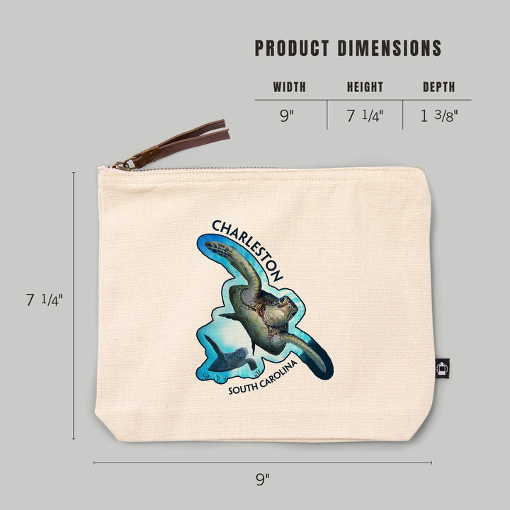 Charleston, South Carolina, Sea Turtle Diving,, Organic Cotton Zipper Pouch, Go Bag Go Bag Lantern Press 