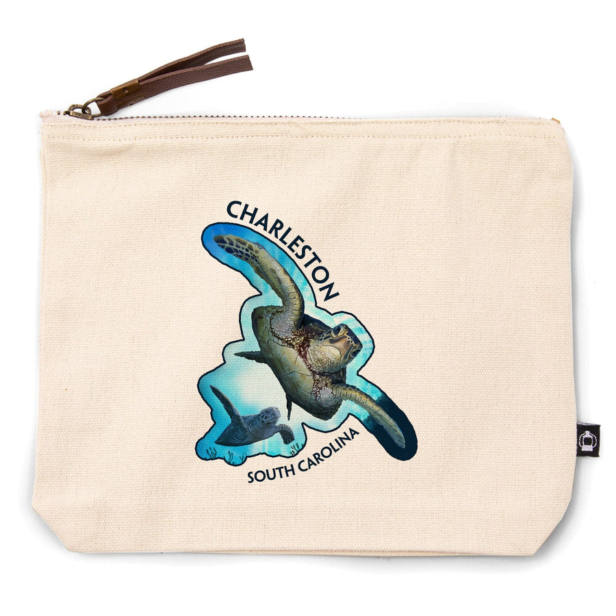 Charleston, South Carolina, Sea Turtle Diving,, Organic Cotton Zipper Pouch, Go Bag Go Bag Lantern Press 