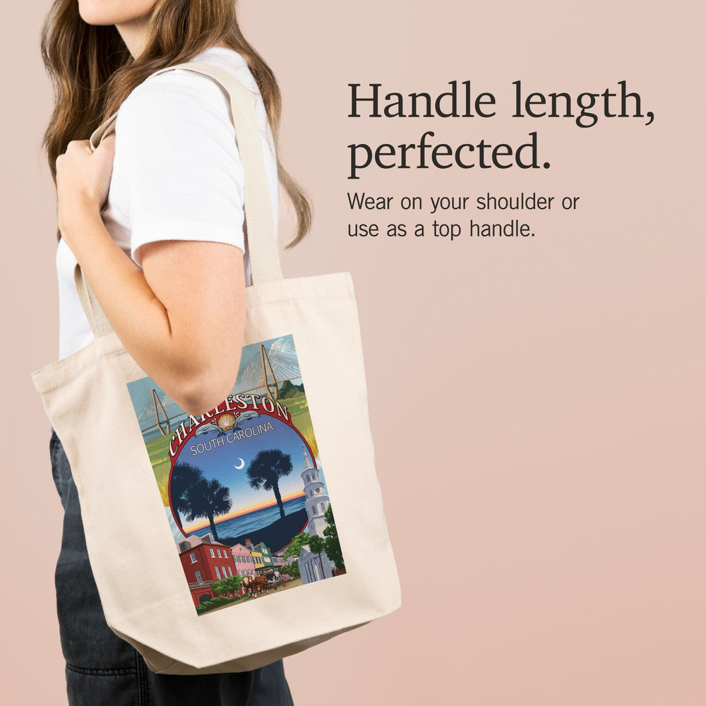 Charleston, South Carolina, Town Views, Tote Bag Totes Lantern Press 