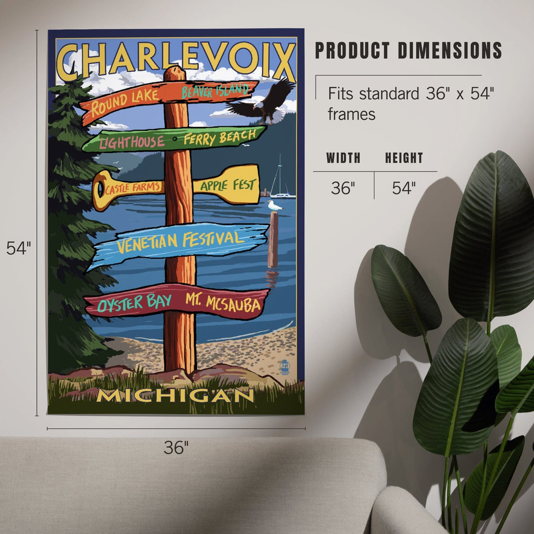 Charlevoix, Destinations Signpost, Art & Giclee Prints Art Lantern Press 