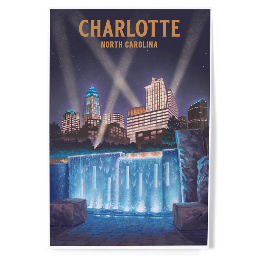 Charlotte, North Carolina, Lithograph - Lantern Press