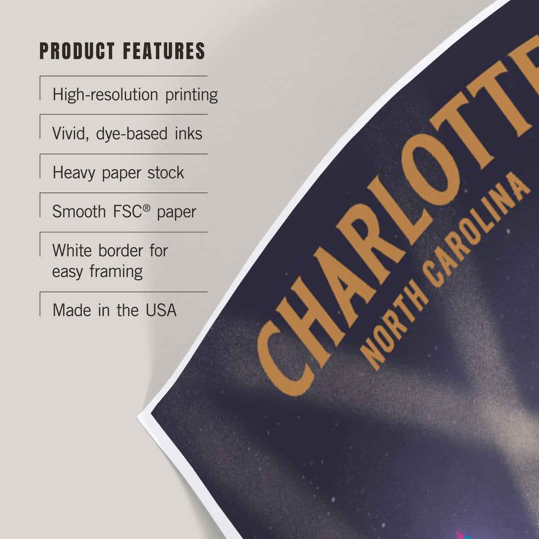 Charlotte, North Carolina, Lithograph - Lantern Press