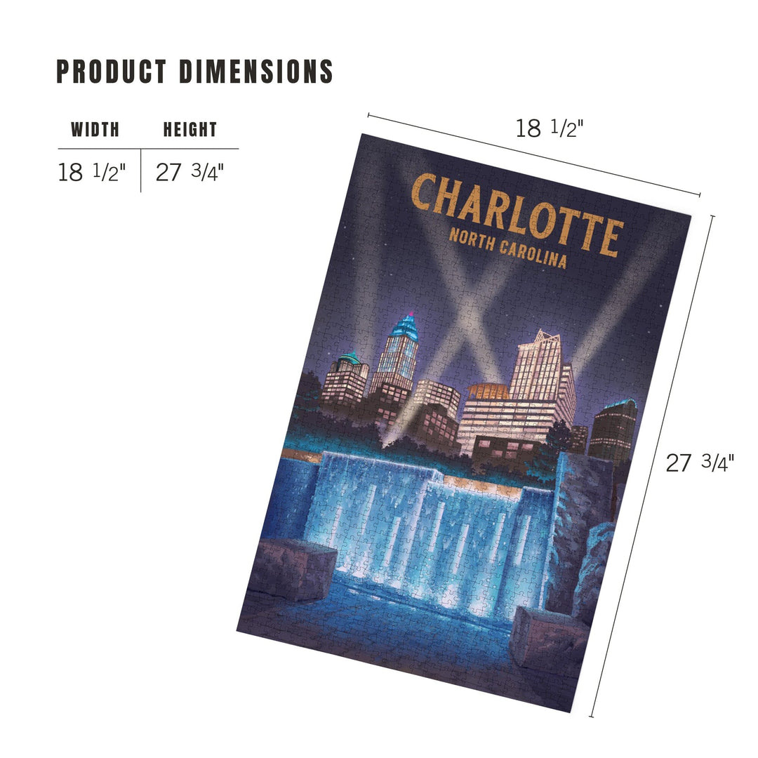 Charlotte, North Carolina, Lithograph, Jigsaw Puzzle - Lantern Press