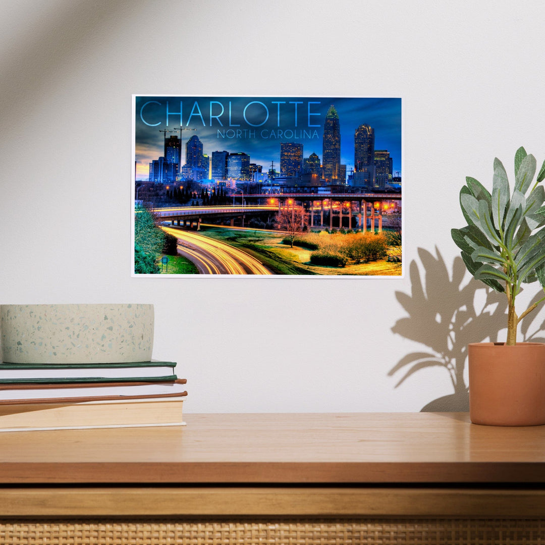 Charlotte, North Carolina, Skyline at Night, Art & Giclee Prints - Lantern Press