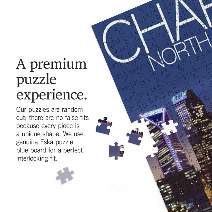 Charlotte, North Carolina, Skyline at Night, Jigsaw Puzzle Puzzle Lantern Press 