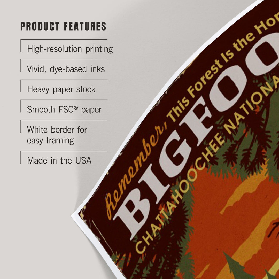 Chattahoochee National Forest, Georgia, Home of Bigfoot, Art & Giclee Prints Art Lantern Press 