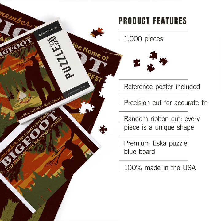 Chattahoochee National Forest, Georgia, Home of Bigfoot, Jigsaw Puzzle Puzzle Lantern Press 