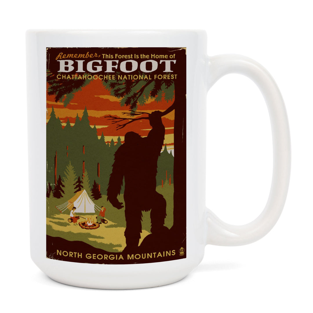 Chattahoochee National Forest, Georgia, Home of Bigfoot, Lantern Press Artwork, Ceramic Mug Mugs Lantern Press 