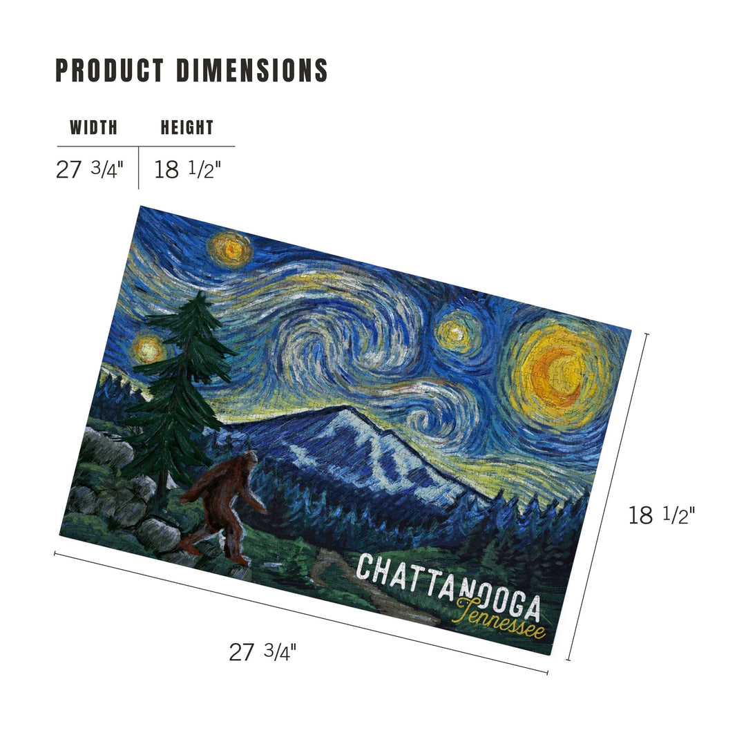 Chattanooga, Tennessee, Bigfoot, Starry Night, Jigsaw Puzzle Puzzle Lantern Press 
