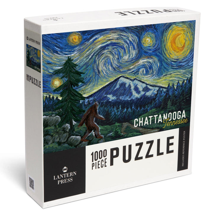 Chattanooga, Tennessee, Bigfoot, Starry Night, Jigsaw Puzzle Puzzle Lantern Press 
