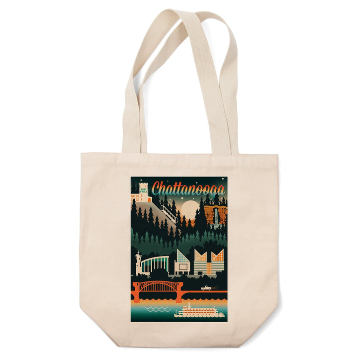 Chattanooga, Tennessee, Retro Skyline Chromatic Series, Tote Bag Totes Lantern Press 
