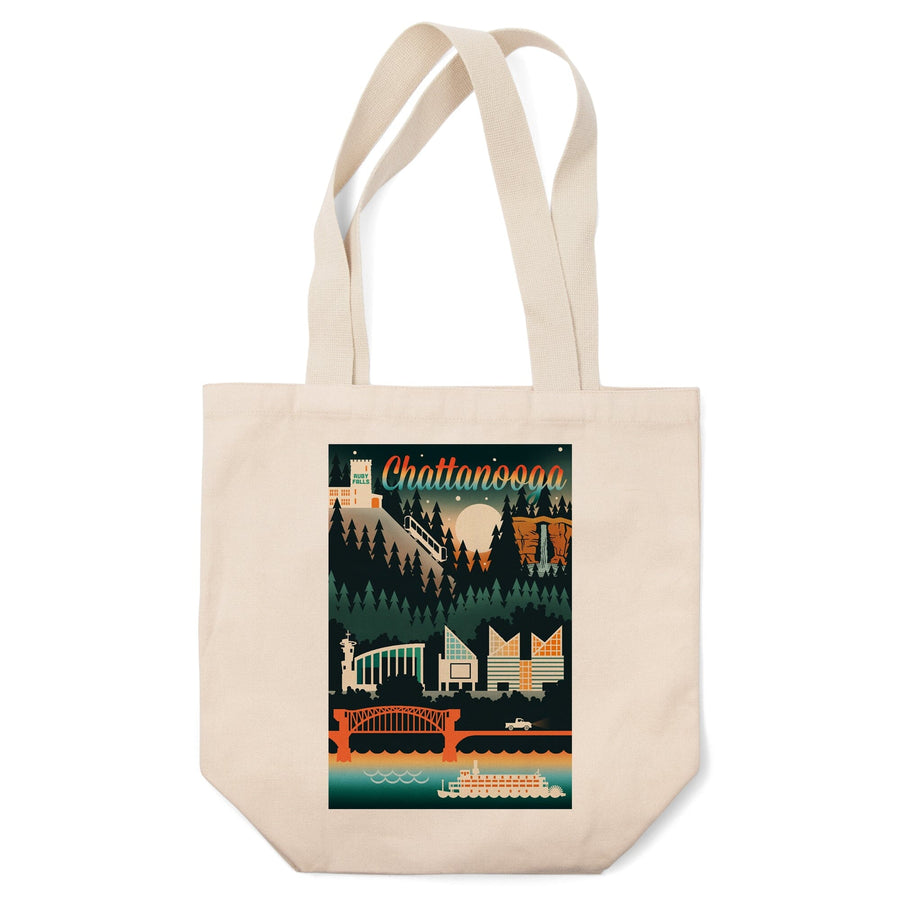 Chattanooga, Tennessee, Retro Skyline Chromatic Series, Tote Bag Totes Lantern Press 