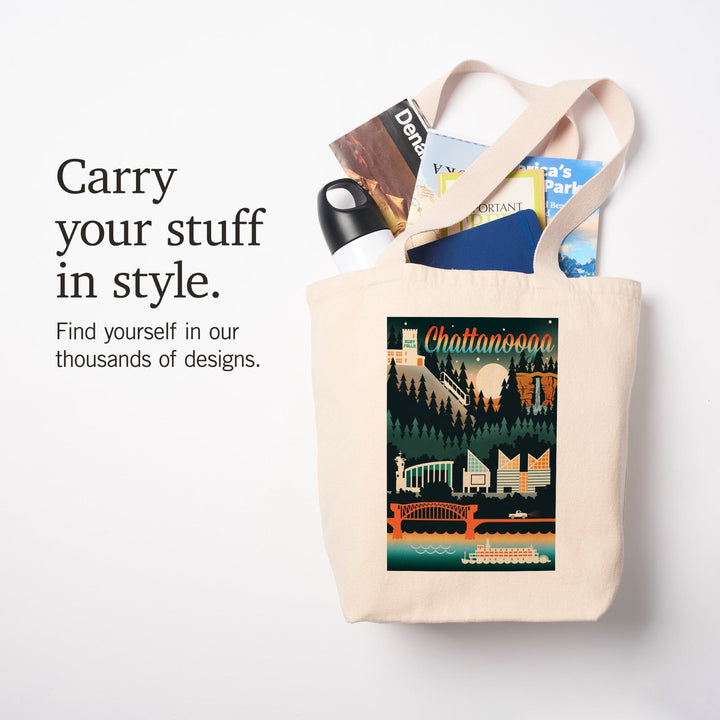 Chattanooga, Tennessee, Retro Skyline Chromatic Series, Tote Bag Totes Lantern Press 