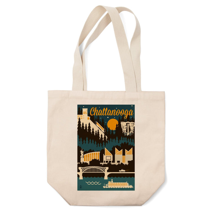 Chattanooga, Tennessee, Retro Skyline, Tote Bag Totes Lantern Press 