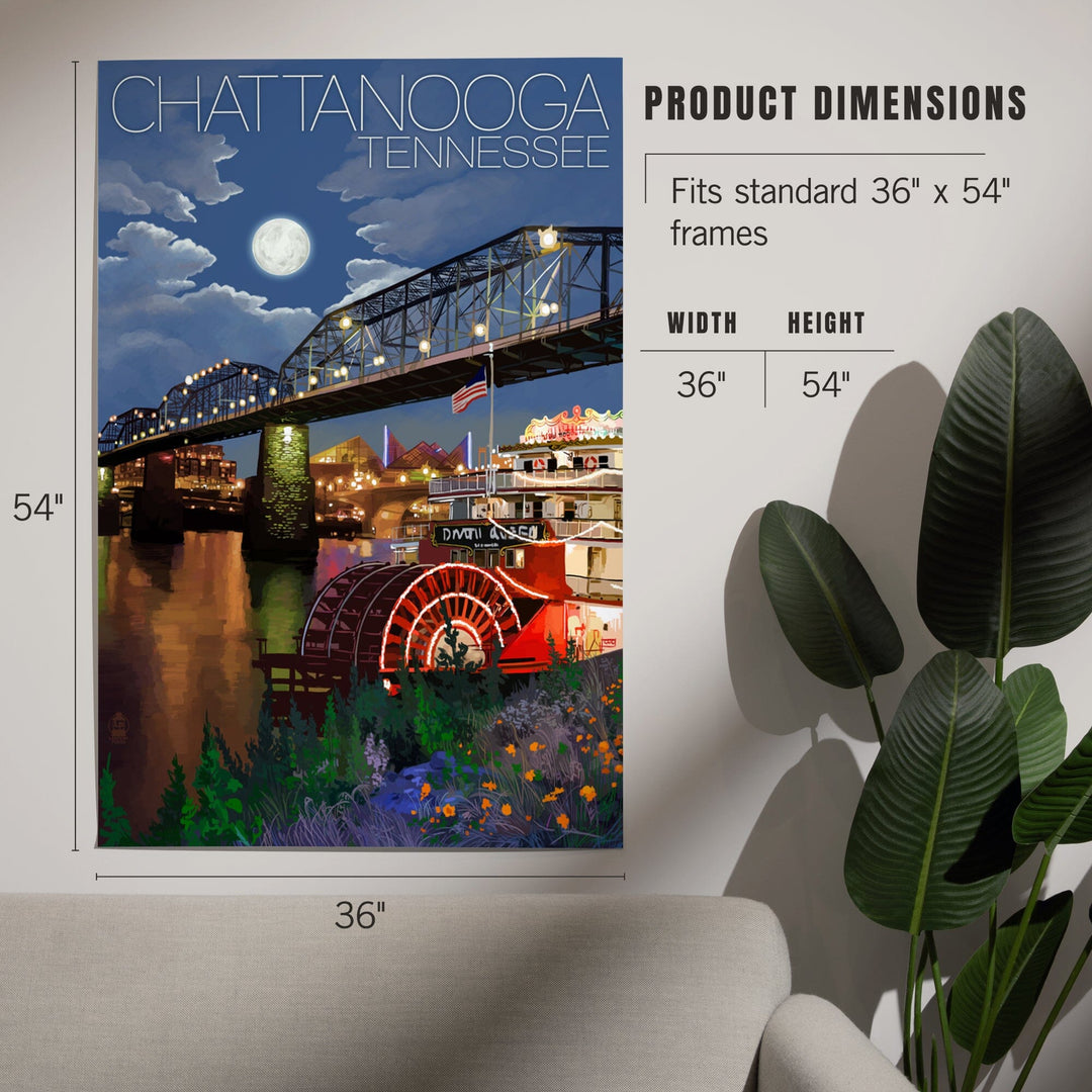 Chattanooga, Tennessee, Skyline at Night, Art & Giclee Prints Art Lantern Press 