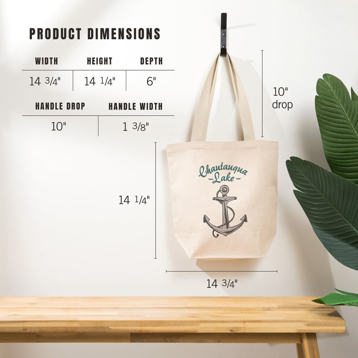 Chautauqua Lake, New York, Anchor Icon, Tote Bag Totes Lantern Press 