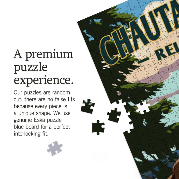 Chautauqua Lake, New York, Lake and Adirondack Chair, Jigsaw Puzzle Puzzle Lantern Press 