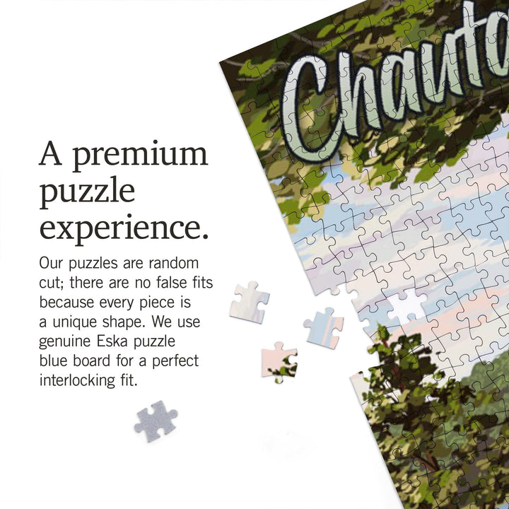 Chautauqua Lake, New York, Lake View and Sailboats, Jigsaw Puzzle Puzzle Lantern Press 